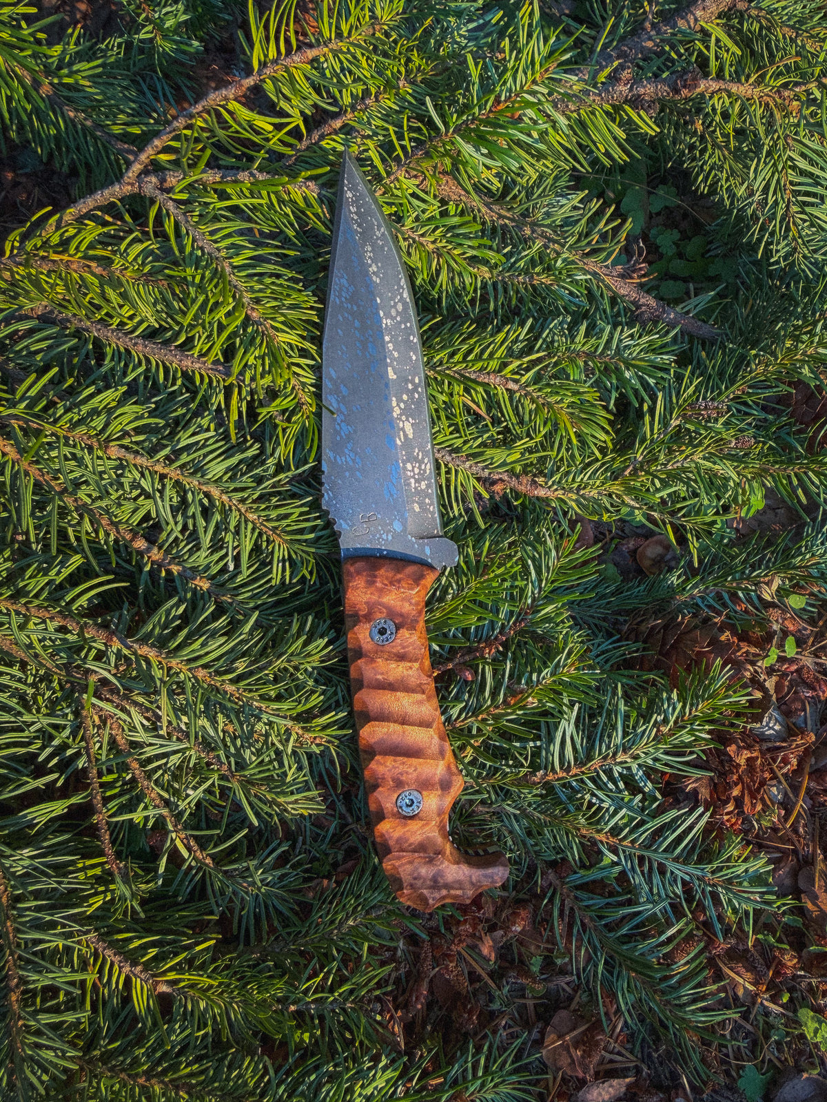 Nightfall - 4.5” curly maple, YFS screws, treated blade