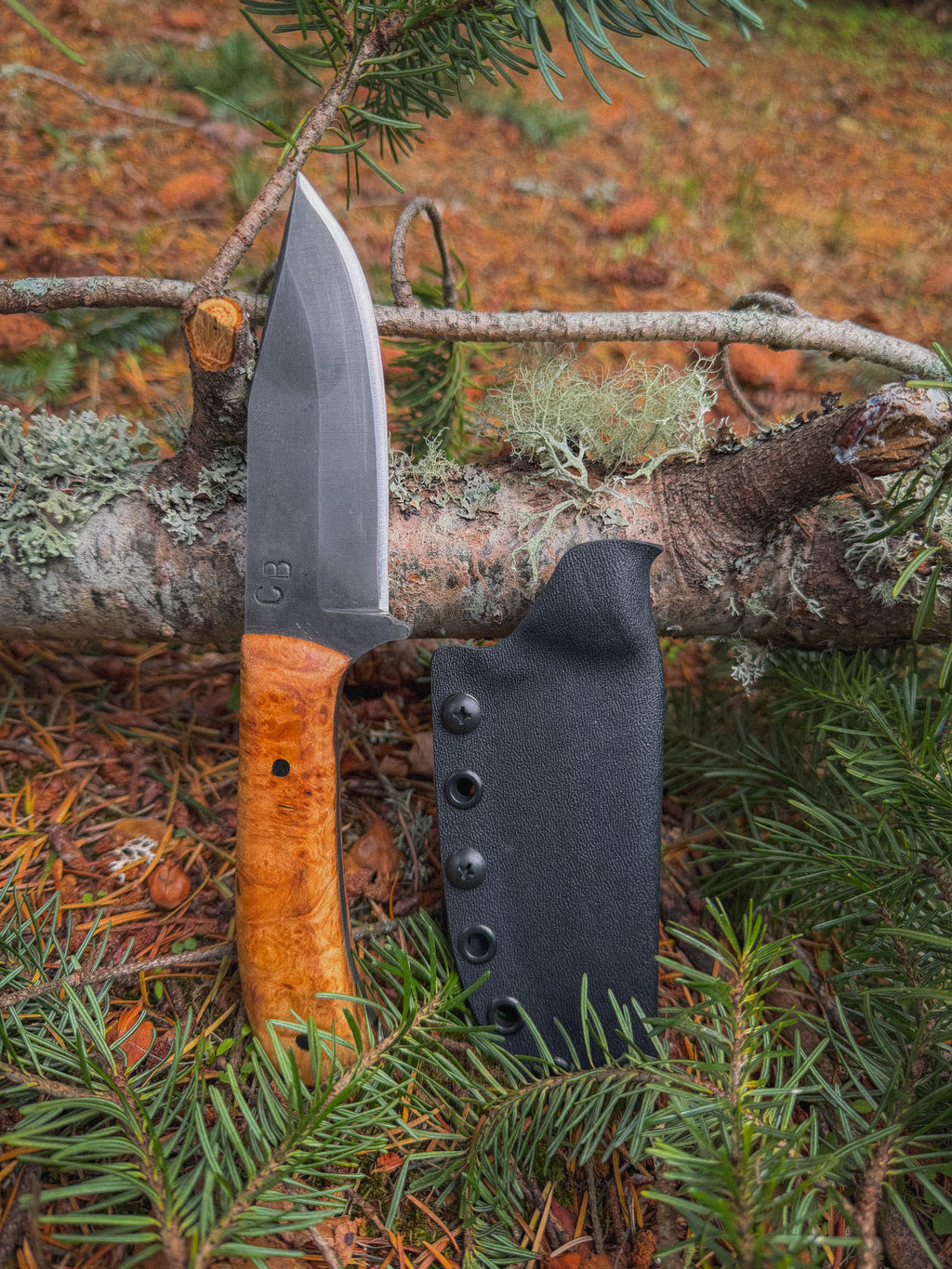 Cascade - 4" Maple Burl, Stonewash, G10 pins