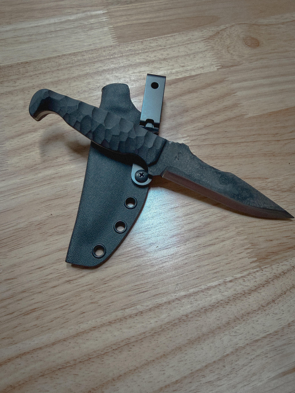 Warpath - 4" Black G10, Forge Finish, G10 pins, Textured Grip